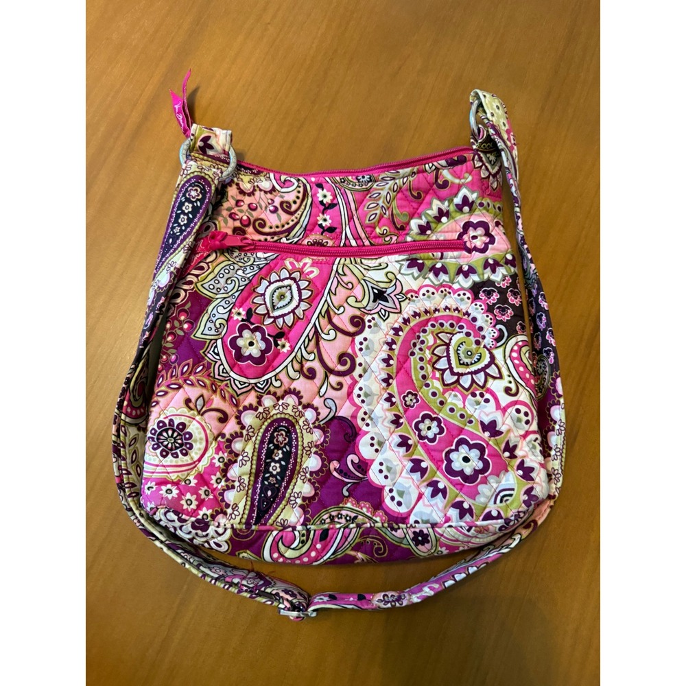 Vera Bradley Paisley Pink Purple Floral Quilted Shoulder Handbag Bag